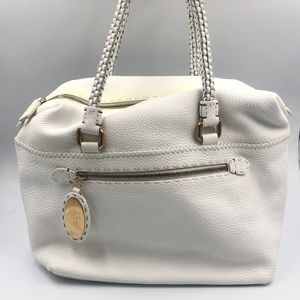 FENDI White Leather Bag Selleria Serie Numerata